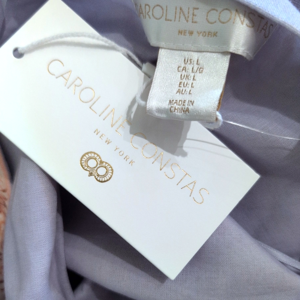 NWT CAROLINE CONSTAS Linen Blend Floral Lined Dress Large - Picture 5 of 5